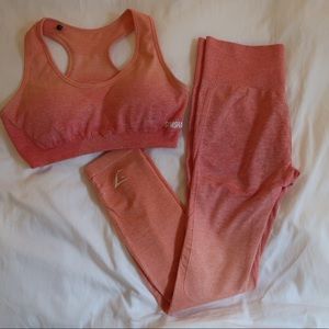 Gymshark Ombre Seamless set, peach/pink color, Med
